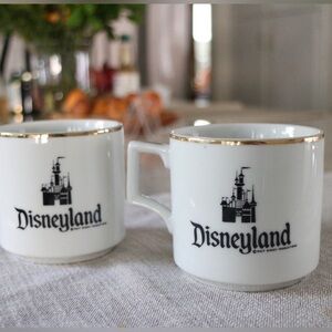 Vintage Disneyland Gold trim Mug Pair